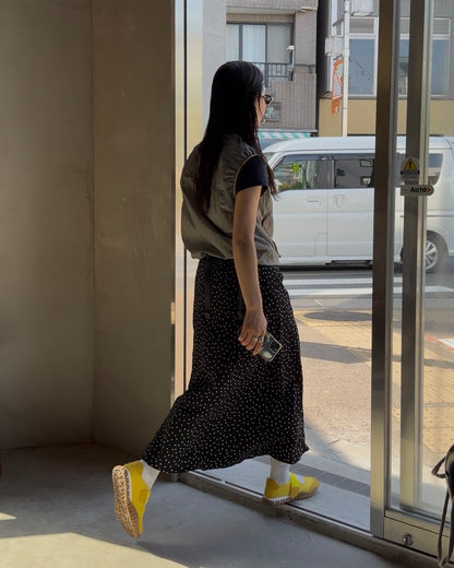 [6/18new]Fluid Dot Skirt black