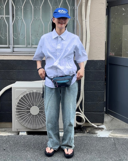 [予約]Gingham Check Short-Sleeve Shirt white 8月中旬～下旬入荷