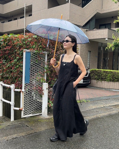[7/2new]linen loop onepiece black