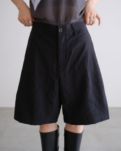 [9/10new]Linen Half Easy Shorts black