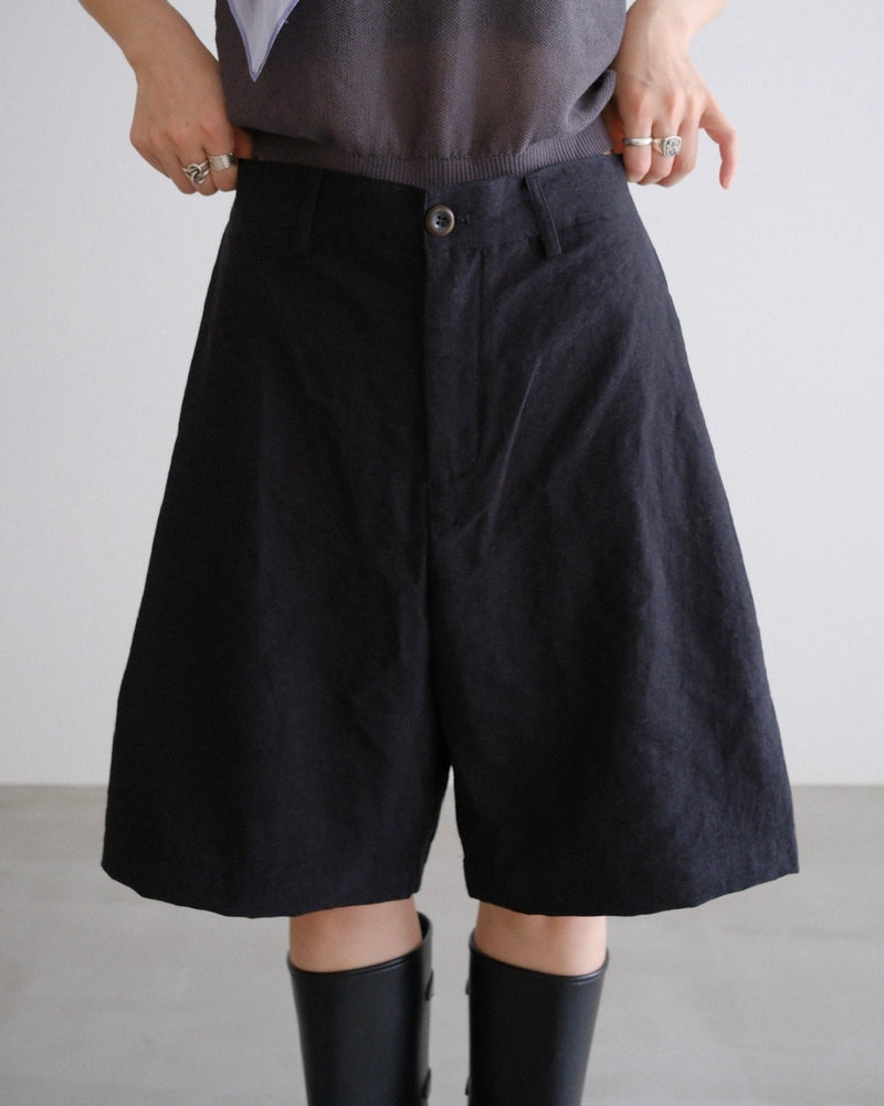 [9/10new]Linen Half Easy Shorts black