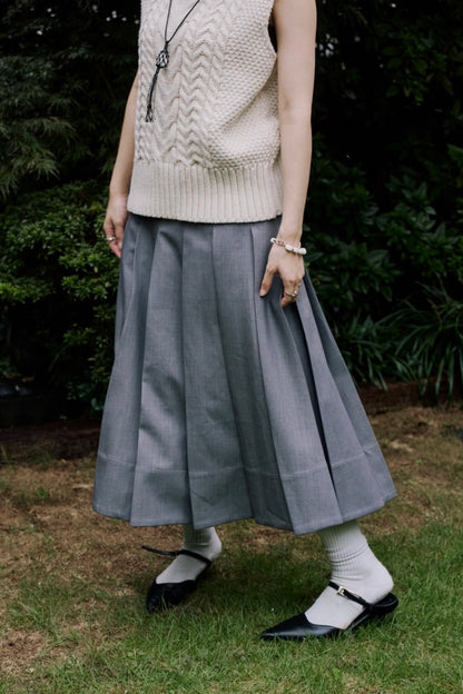 [10/22new]side belt pleats skirt GR