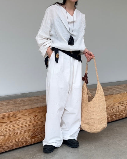 [4/23new]Linen Drape Airy Blouse
