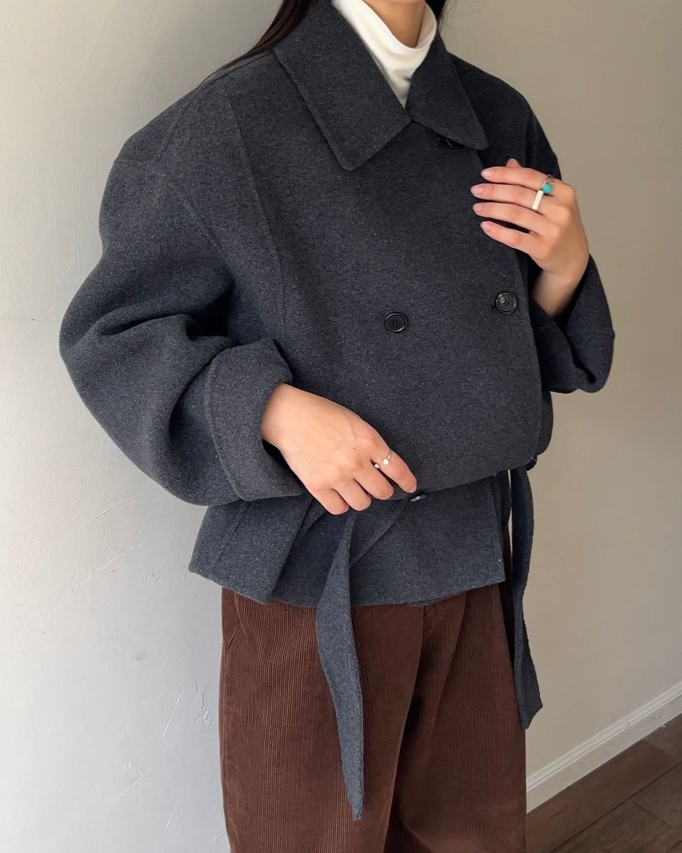 [11/27new] Drape Wool P-Coat gray 12月下旬～1月初旬入荷