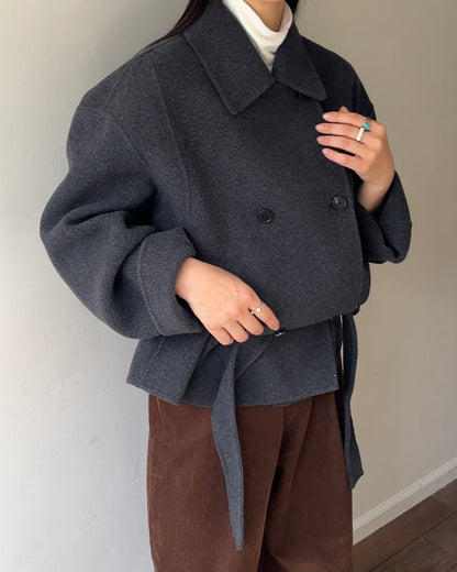 [11/27new] Drape Wool P-Coat gray 12月下旬～1月初旬入荷
