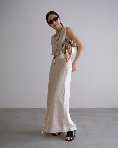 [9/3new]Linen Drape onepiece ivory