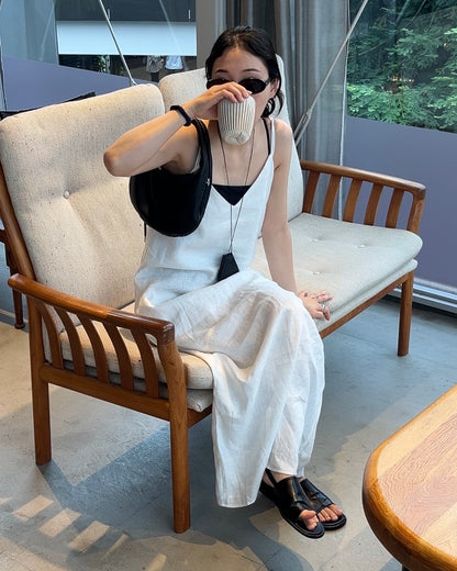 [7/2new]linen loop onepiece white