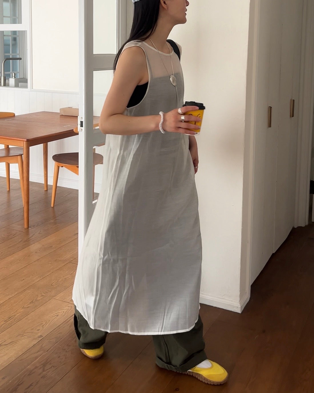 [6/11new]Cotton wide cago pants