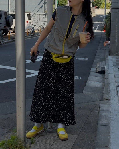 [6/18new]Fluid Dot Skirt black