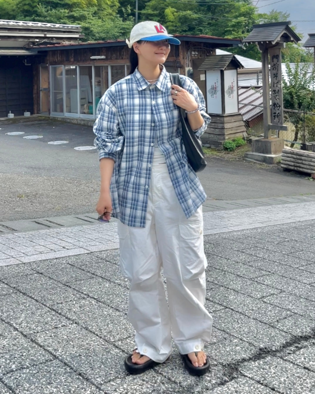 Sheer Check Airy Shirt blue