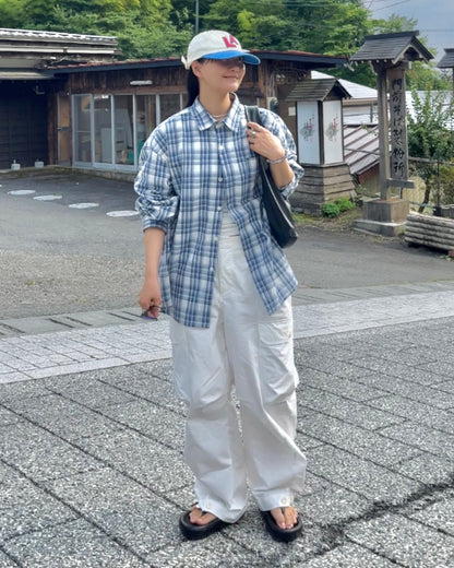 Sheer Check Airy Shirt blue