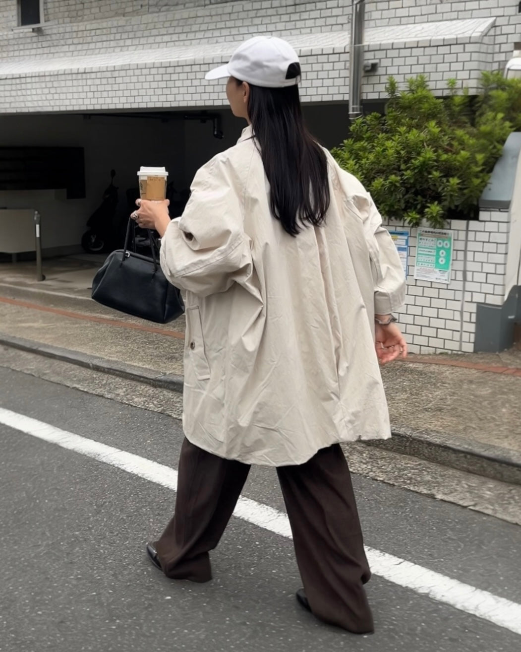 Cotton Nylon Over Collar Jacket ivory