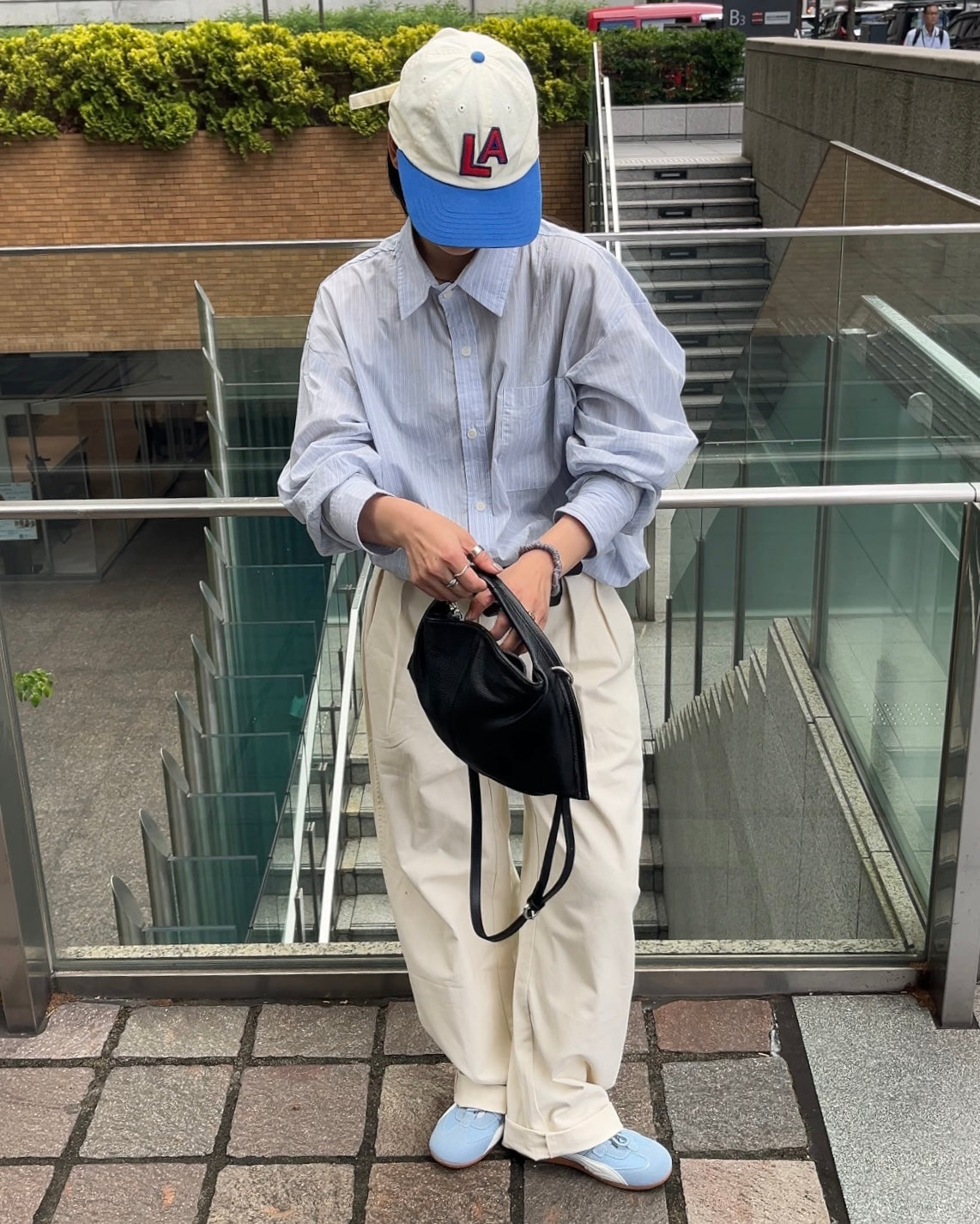 Curve Leather 2way handle bag