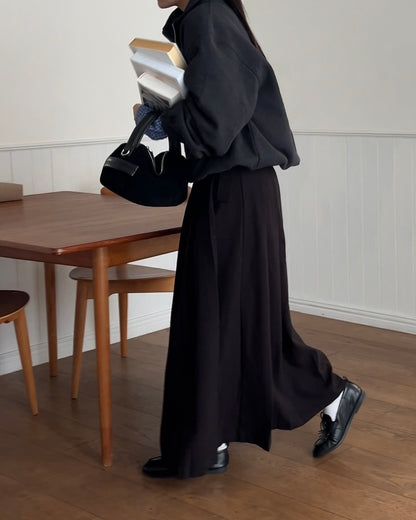 [12/4new] Belted Classic Pleats Skirt  Black 12月下旬入荷分