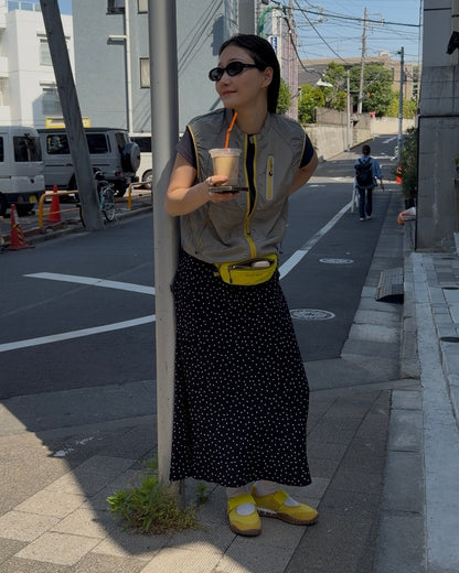 [6/18new]Fluid Dot Skirt black