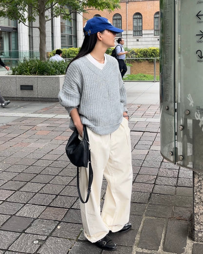 Curve Leather 2way handle bag