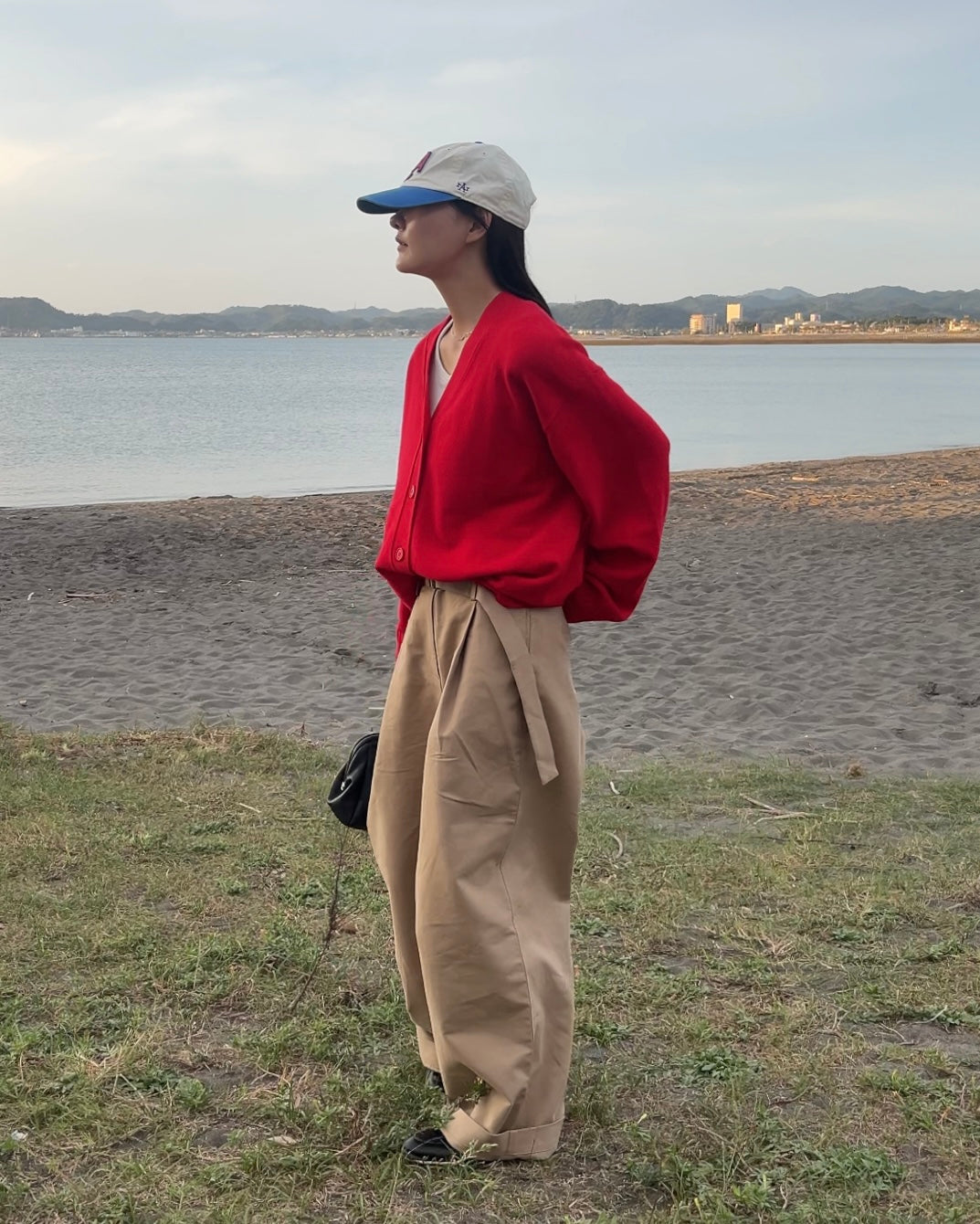 Belt Detail Wide Pants  beige