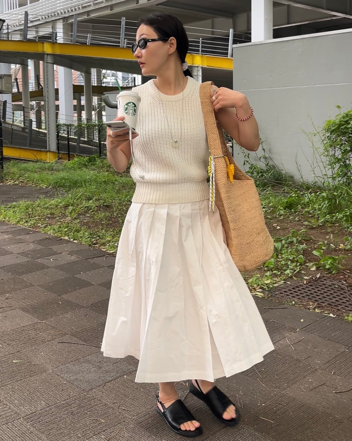 [5/7new]Cotton Full Line Pleated Skirt