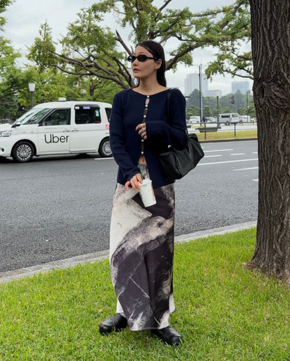 [9/24new] ink wash skirt BK 10月初旬〜中旬入荷