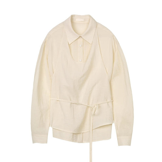 sheer apron shirt ivory