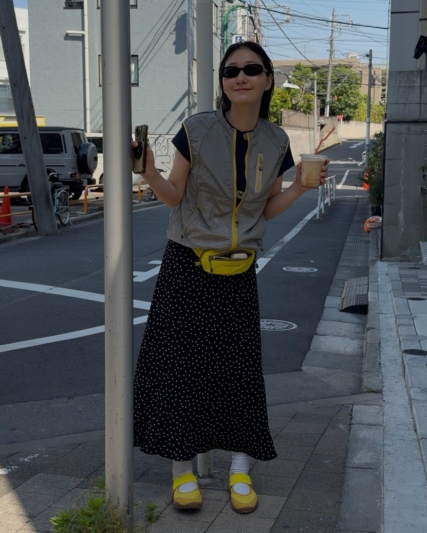 [6/18new]Fluid Dot Skirt black