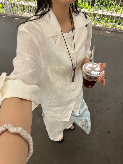 [6/25new]Linen Open Collar setup