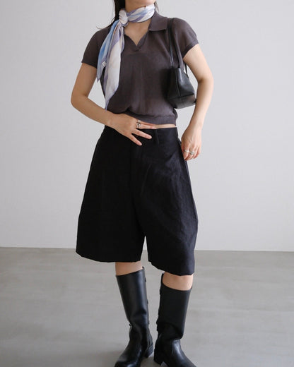 [9/10new]linen Summer Knit Polo gray
