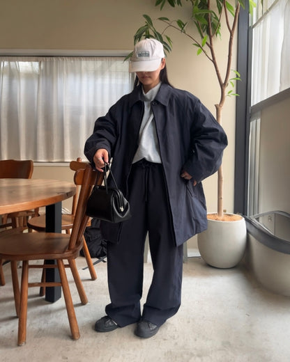 Cotton Nylon Over Collar Jacket navy