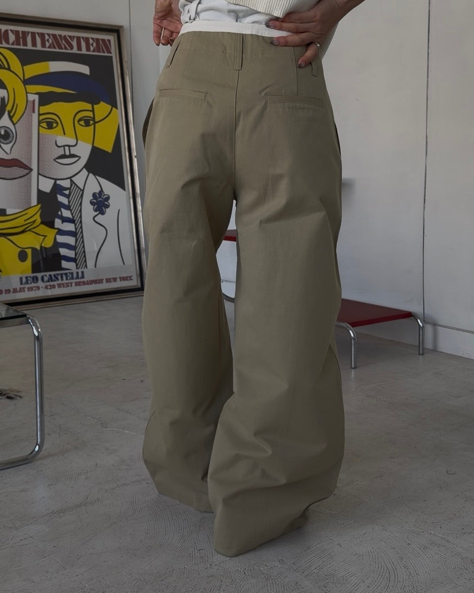 Cotton Tencel Wide Slacks beige