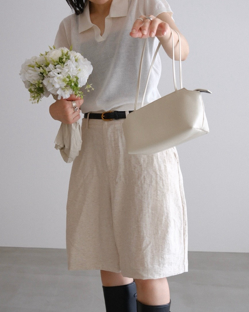[9/10new]linen Summer Knit Polo white