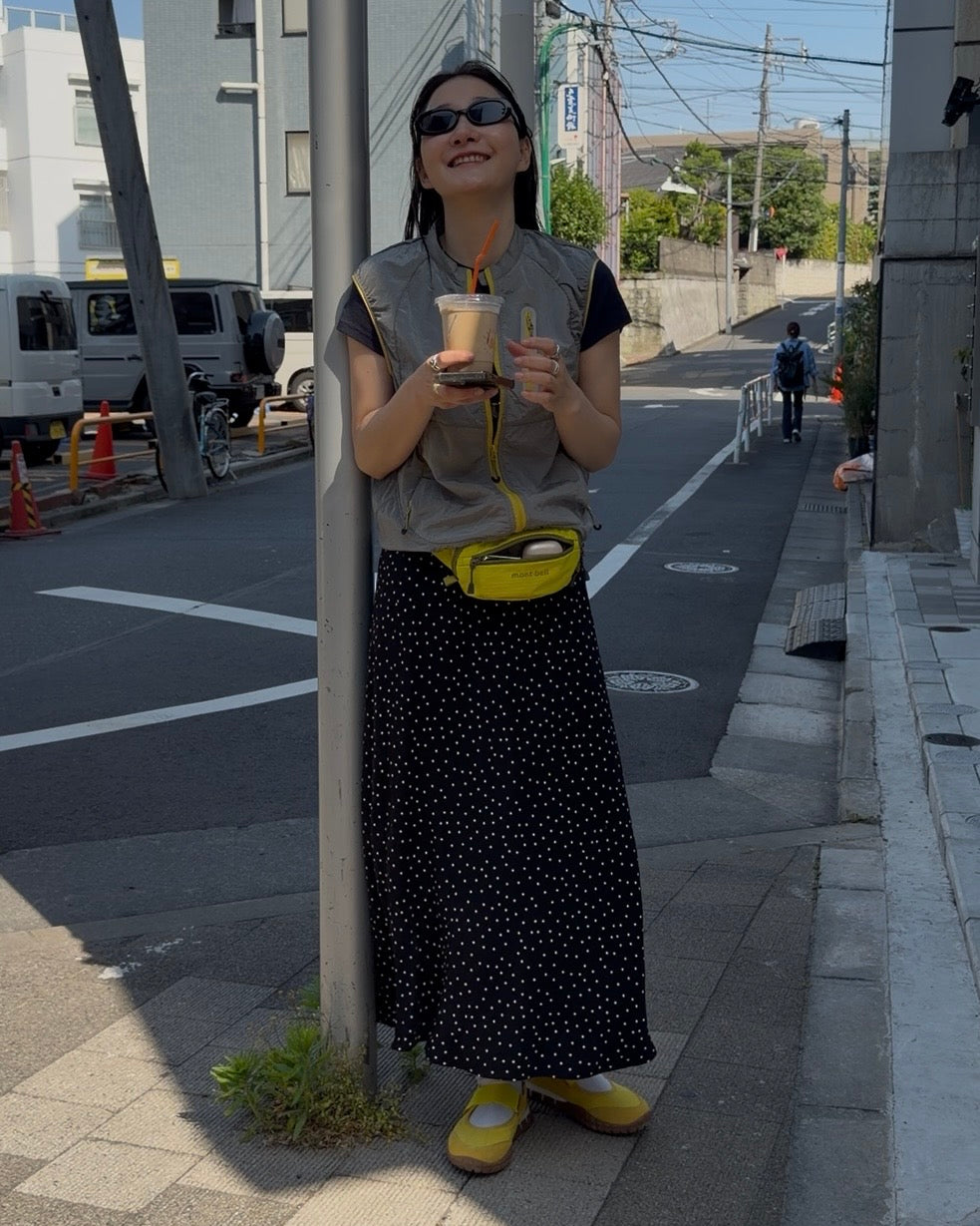 [6/18new]Fluid Dot Skirt black