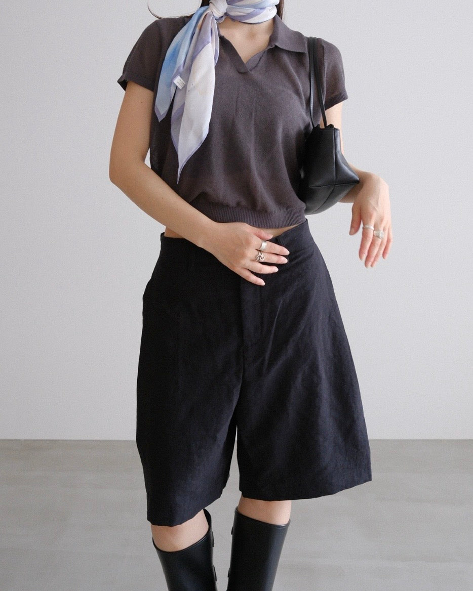 [9/10new]linen Summer Knit Polo gray