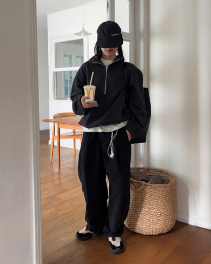 [12/18 new] Warmth Wide Cotton Pants Black