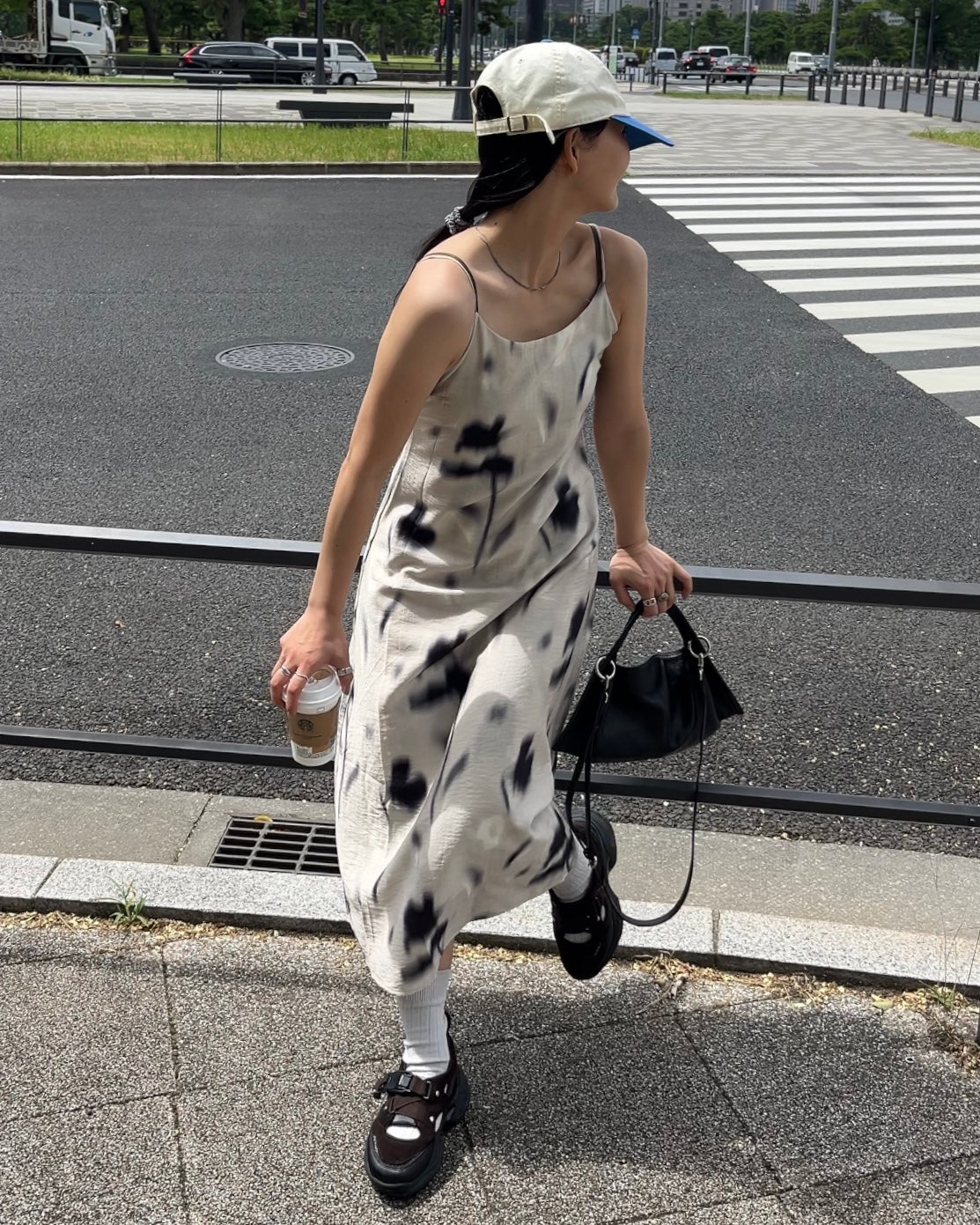 Inked Pattern Camisole Dress