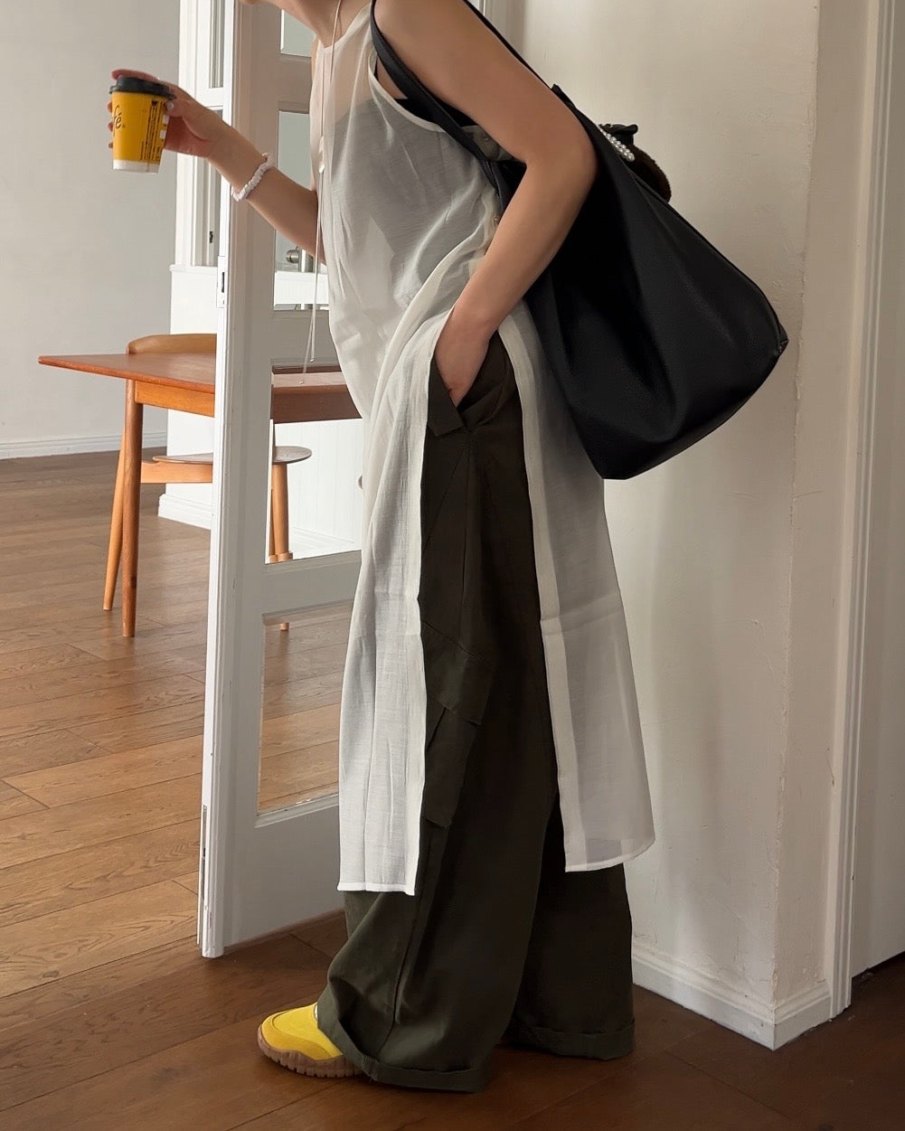 [6/11new]Cotton wide cago pants