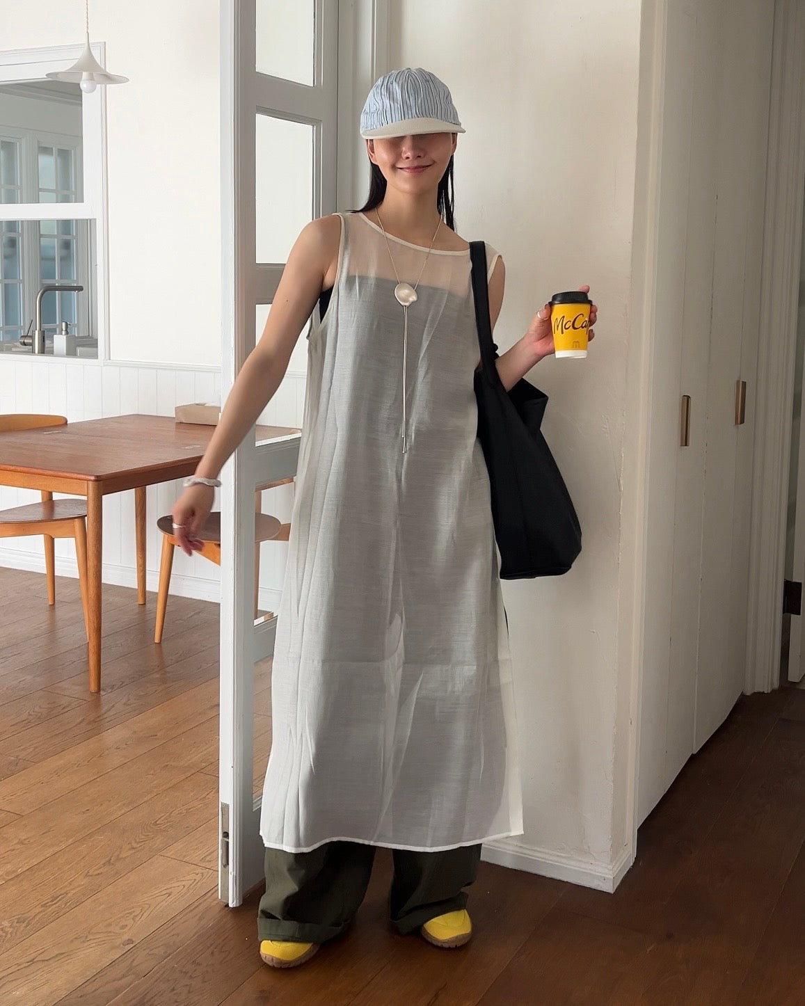 [6/11new]Cotton wide cago pants