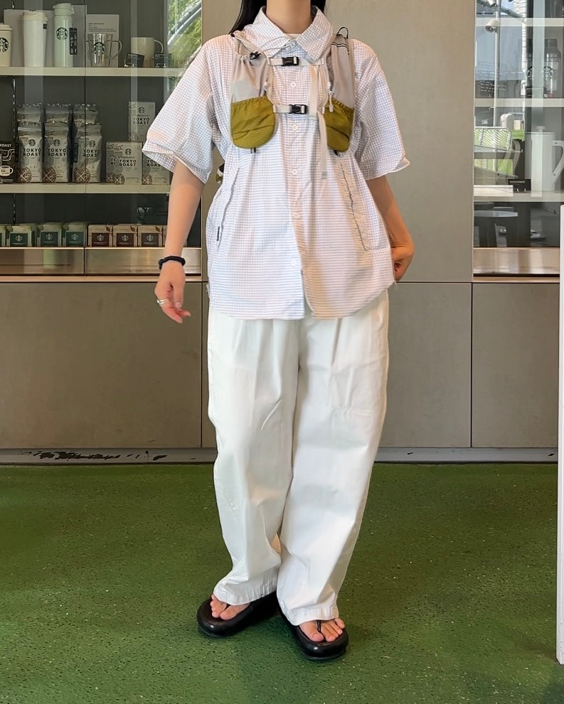 [予約]Gingham Check Short-Sleeve Shirt white 8月中旬～下旬入荷