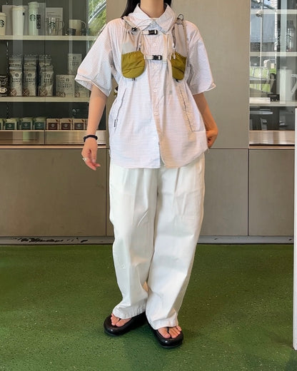 [予約]Gingham Check Short-Sleeve Shirt white 8月中旬～下旬入荷