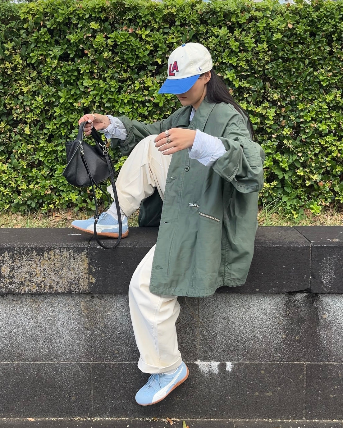 Curve Leather 2way handle bag