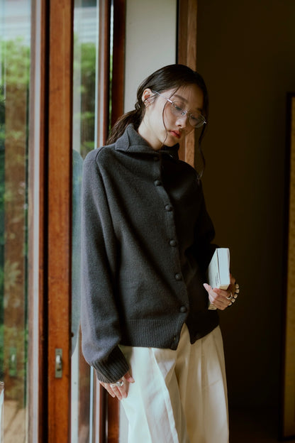 [10/8new]volume neck knit cardigan BR 11月上旬～中旬入荷分