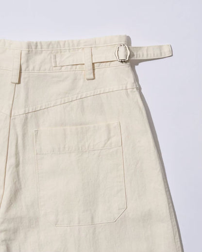 [11/20new]Buckle Straight Cotton Pants  white