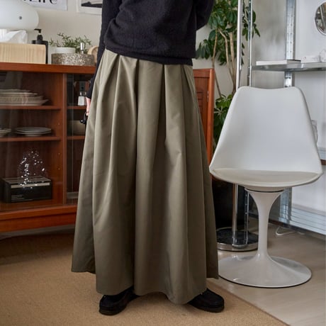 satin like flare skirt  khaki
