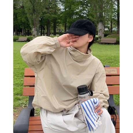 nylon highneck pullover ecru