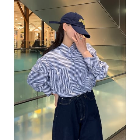 slit stripe over shirt navy