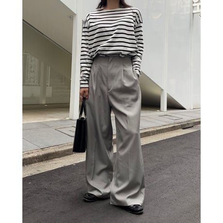 wide gather pants gray