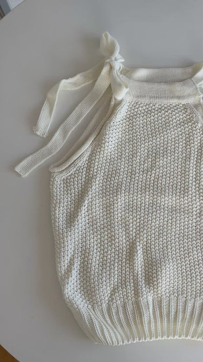 knit ribbon tank top white